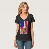 Poodle Dog Usa Flag T-Shirt (Vorderseite Vollansicht)