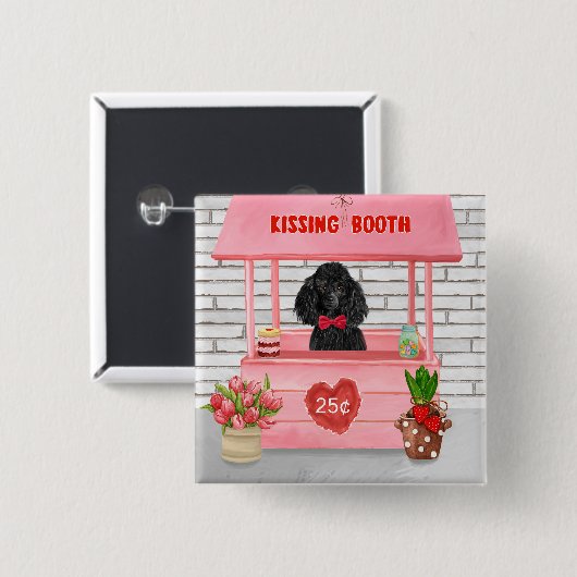 Poodle Dog Valentine's Day Kissing Booth Button (Vorne & Hinten)