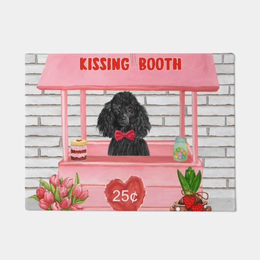 Poodle Dog Valentine's Day Kissing Booth Fußmatte (Vorderseite)