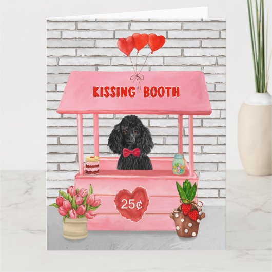 Poodle Dog Valentine's Day Kissing Booth Karte (Vorderseite)