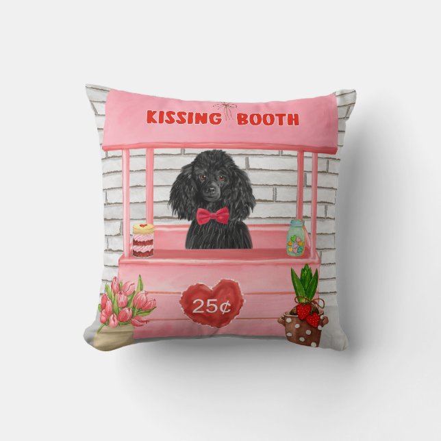 Poodle Dog Valentine's Day Kissing Booth Kissen (Vorderseite)