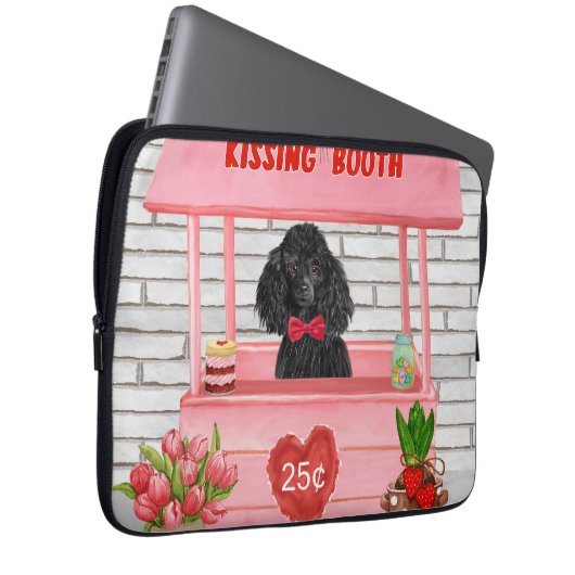 Poodle Dog Valentine's Day Kissing Booth Laptopschutzhülle (Vorne Rechts)
