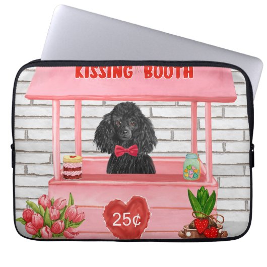 Poodle Dog Valentine's Day Kissing Booth Laptopschutzhülle (Vorderseite)