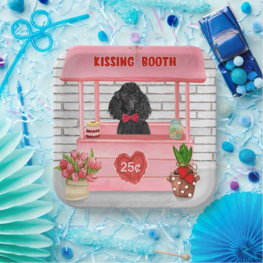 Poodle Dog Valentine's Day Kissing Booth Pappteller (Party)