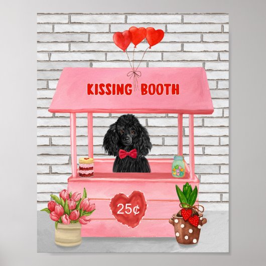 Poodle Dog Valentine's Day Kissing Booth Poster (Vorne)