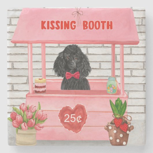 Poodle Dog Valentine's Day Kissing Booth Steinuntersetzer (Vorderseite)