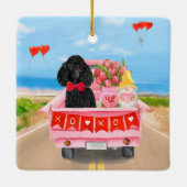 Poodle Dog Valentine's Day Lkw Herz Keramikornament (Rückseite)