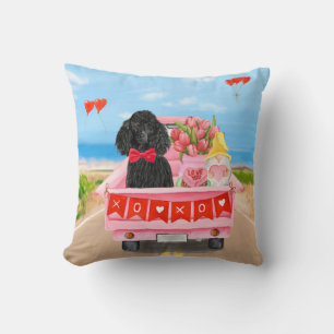 Poodle Dog Valentine's Day Lkw Herz Kissen