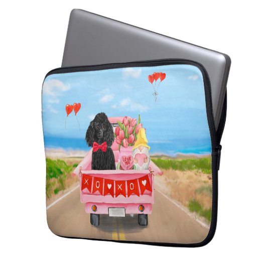 Poodle Dog Valentine's Day Lkw Herz Laptopschutzhülle (Vorderseite Links)