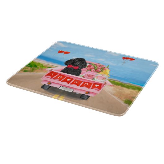 Poodle Dog Valentine's Day Lkw Herz Schneidebrett (Ecke)