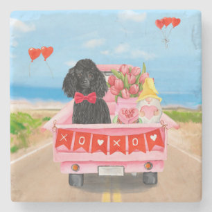 Poodle Dog Valentine's Day Lkw Herz Steinuntersetzer