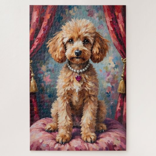 Poodle Dog Valentine's Day Ruby Heart Elegance Puzzle (Vertikal)