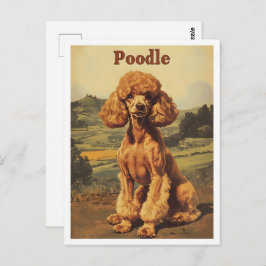 Poodle Dog Vintage Art Postkarte