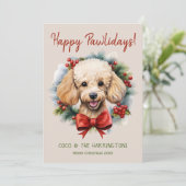 Poodle Dog Weihnachten glücklich Pawlidays Howlida (Stehend Vorderseite)
