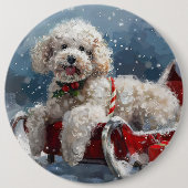 Poodle Dog Weihnachtsfest Button (Vorderseite)