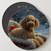 Poodle Dog Weihnachtsfest Button (Vorne & Hinten)