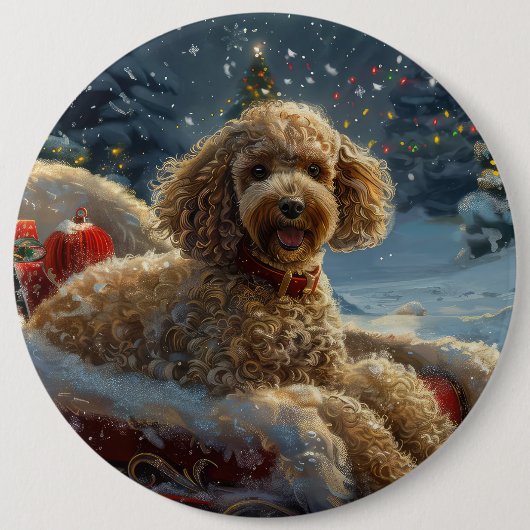 Poodle Dog Weihnachtsfest Button (Vorderseite)