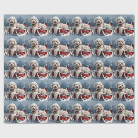 Poodle Dog Weihnachtsfest Geschenkpapier (Flach)