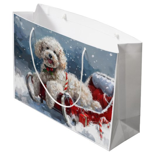 Poodle Dog Weihnachtsfest Große Geschenktüte (Rückseite Schrägansicht)