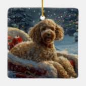 Poodle Dog Weihnachtsfest Keramikornament (Rückseite)