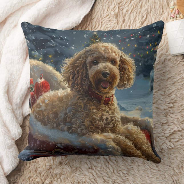 Poodle Dog Weihnachtsfest Kissen (Decke)