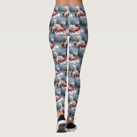 Poodle Dog Weihnachtsfest Leggings (Rückseite)