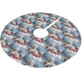 Poodle Dog Weihnachtsfest Polyester Weihnachtsbaumdecke (Schrägansicht)