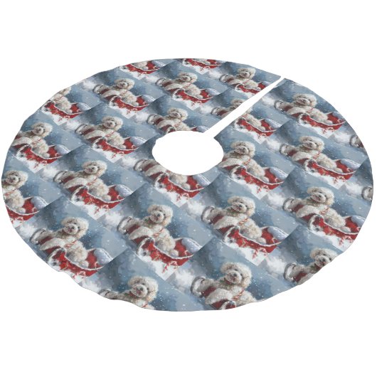 Poodle Dog Weihnachtsfest Polyester Weihnachtsbaumdecke (Schrägansicht)
