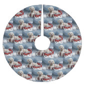 Poodle Dog Weihnachtsfest Polyester Weihnachtsbaumdecke (Vorderseite)