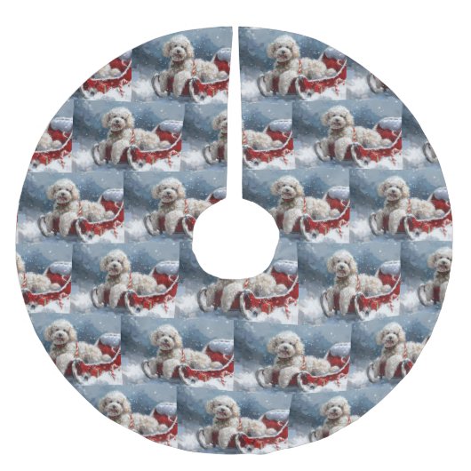 Poodle Dog Weihnachtsfest Polyester Weihnachtsbaumdecke (Vorderseite)