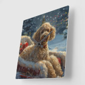Poodle Dog Weihnachtsfest Quadratische Wanduhr (Winkel)