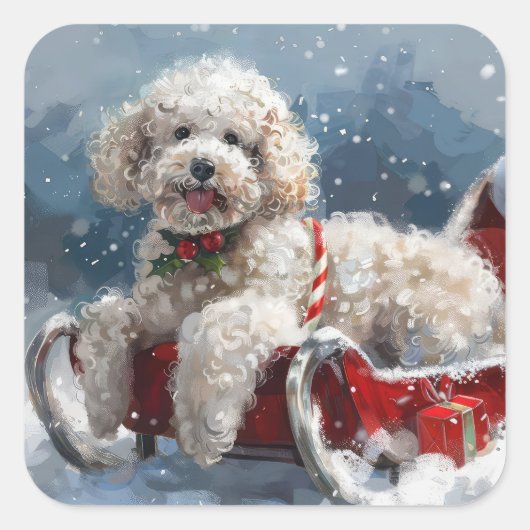 Poodle Dog Weihnachtsfest Quadratischer Aufkleber (Vorderseite)