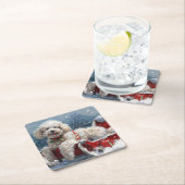 Poodle Dog Weihnachtsfest Rechteckiger Pappuntersetzer (Vor Ort)