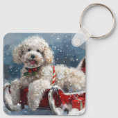 Poodle Dog Weihnachtsfest Schlüsselanhänger (Rückseite)