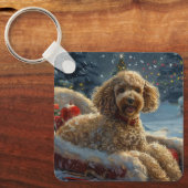 Poodle Dog Weihnachtsfest Schlüsselanhänger (Vorderseite)