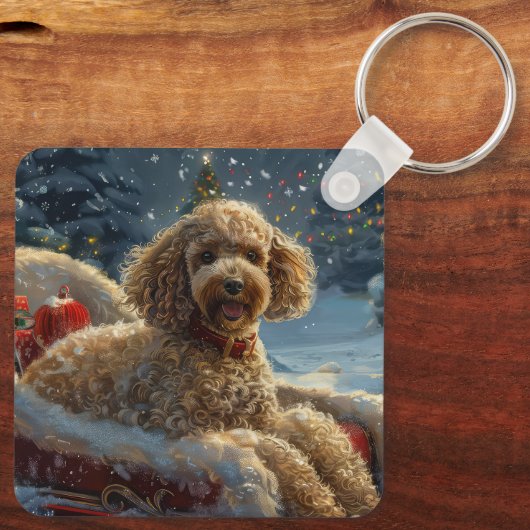 Poodle Dog Weihnachtsfest Schlüsselanhänger (Rückseite)