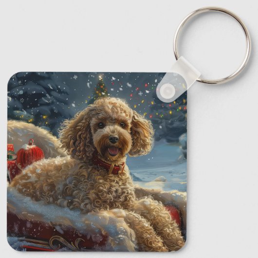 Poodle Dog Weihnachtsfest Schlüsselanhänger (Rückseite)