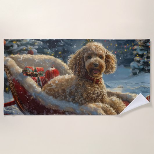 Poodle Dog Weihnachtsfest Strandtuch (Vorderseite)