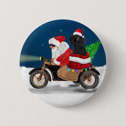 Poodle Dog Weihnachtsmann Button (Vorderseite)