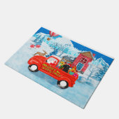 Poodle Dog Weihnachtswagen Schnee Fußmatte (Schrägansicht)