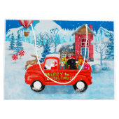 Poodle Dog Weihnachtswagen Schnee Große Geschenktüte (Rückseite)