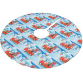 Poodle Dog Weihnachtswagen Schnee Polyester Weihnachtsbaumdecke (Schrägansicht)