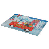 Poodle Dog Weihnachtswagen Schnee Schneidebrett (Ecke)