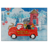 Poodle Dog Weihnachtswagen Schnee Schneidebrett (Vorderseite)