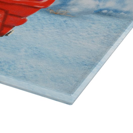 Poodle Dog Weihnachtswagen Schnee Schneidebrett (Ecke)