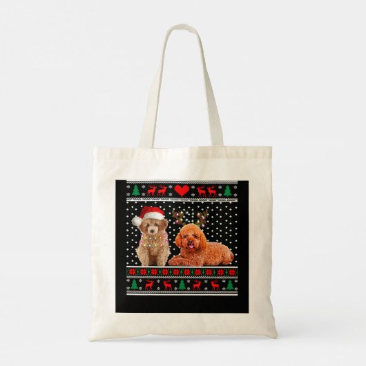 Poodle Dog Weihnachtsweih Hund Ugly Sweater 30 Tragetasche (Rückseite)