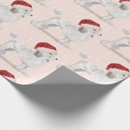 Poodle Dog Weihnachtszeit-Weihnachtsmannmütze Geschenkpapier (Ecke)
