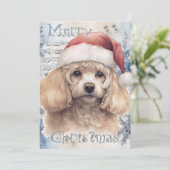 Poodle Dog Winter Weihnachten Wasserfarbe (Stehend Vorderseite)