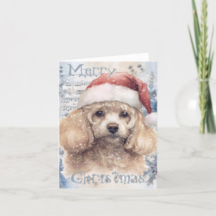 Poodle Dog Winter Weihnachten Wasserfarbe