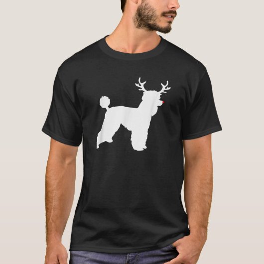 Poodle Dogs Christmas Costume Reindeer Antlers  T-Shirt (Vorderseite)